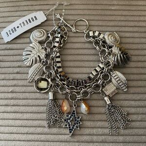 Robert Rose Silver Layered Charm Bracelet